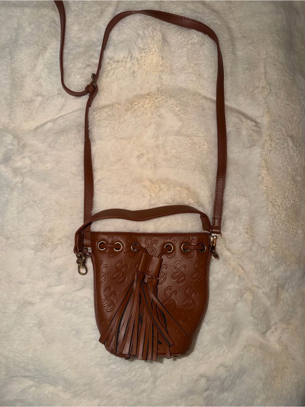 Brown Leather Tassel Crossbody Bag